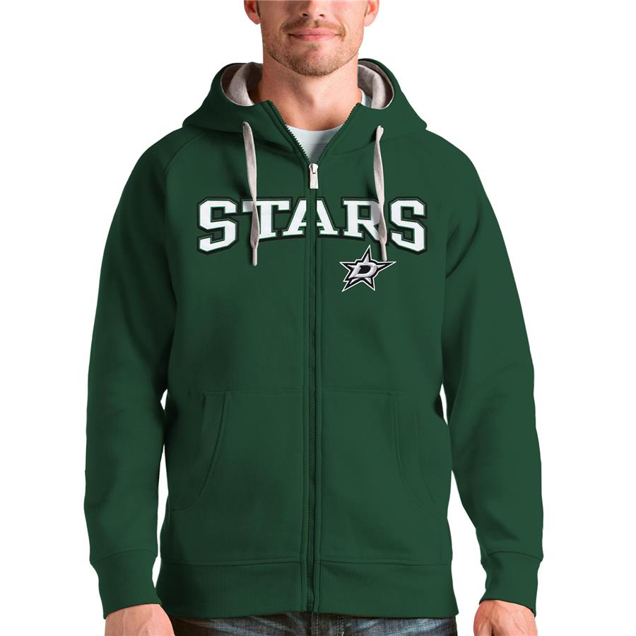 Худи на молнии Dallas Stars Antigua Wordmark Victory (тёмно-зелёный)