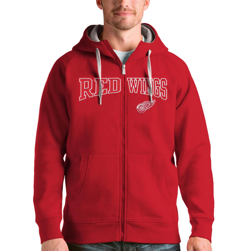 Detroit Red Wings Antigua Wordmark Victory Full-Zip Hoodie - Red
