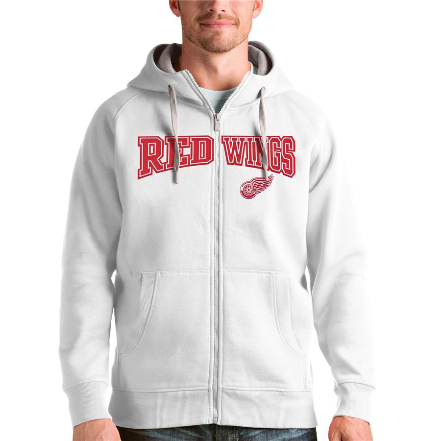 Detroit Red Wings Antigua Wordmark Victory Full-Zip Hoodie - White