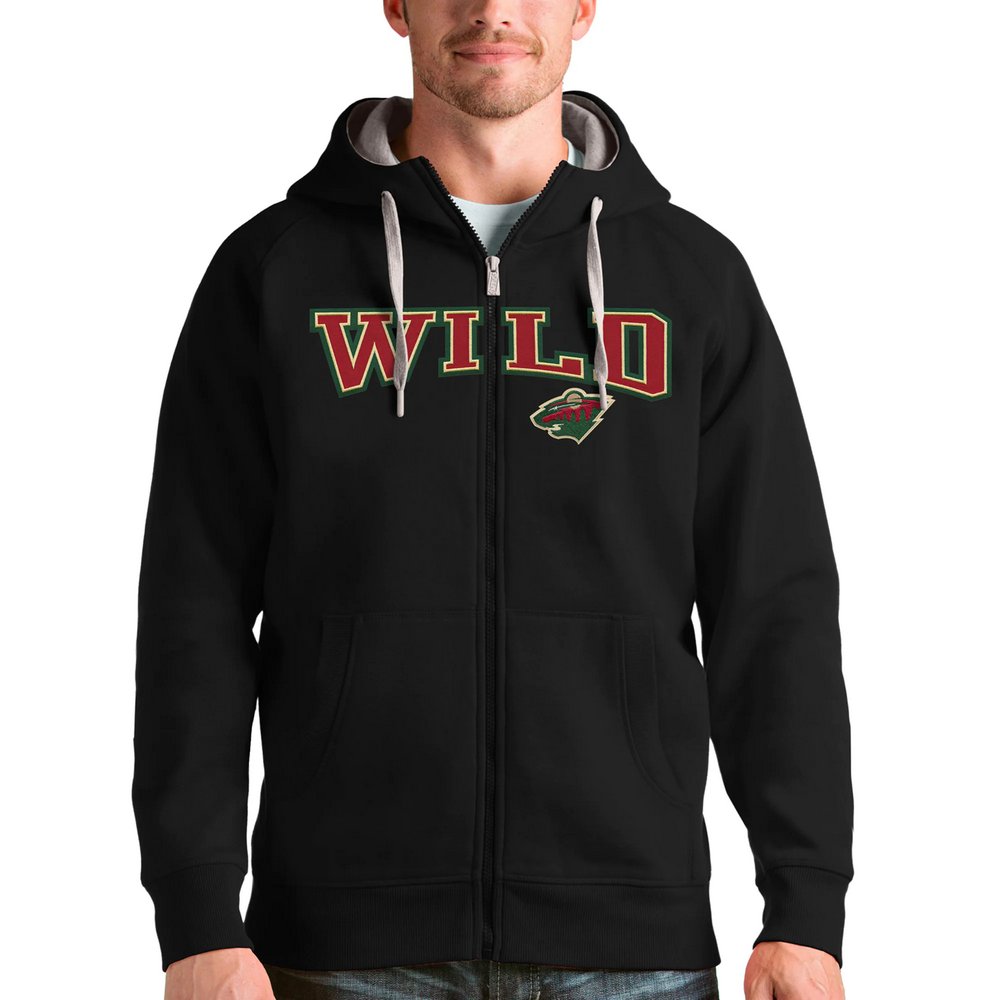 Худи на молнии Minnesota Wild Antigua Wordmark Victory (чёрный)