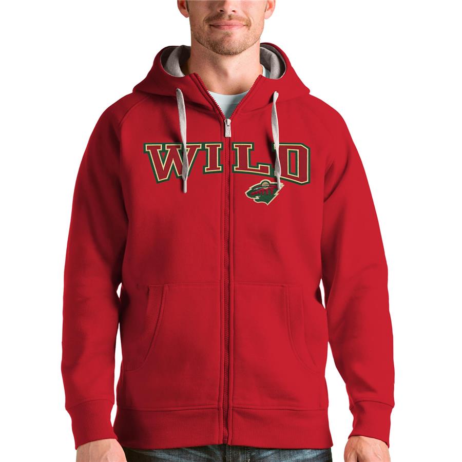 Худи на молнии Minnesota Wild Antigua Wordmark Victory (красный)