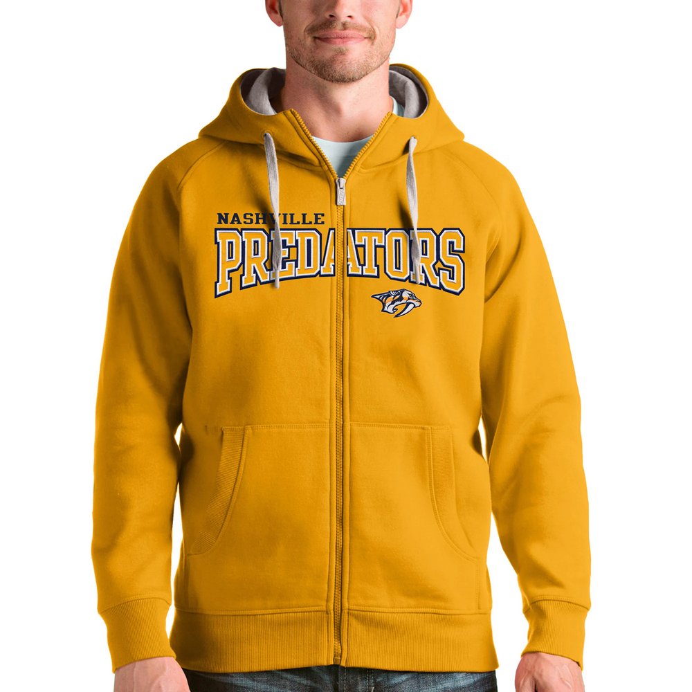 Nashville Predators Antigua Wordmark Victory Full-Zip Hoodie - Gold