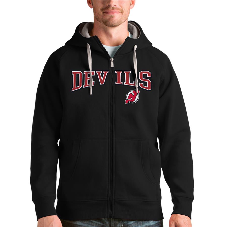 Худи на молнии New Jersey Devils Antigua Wordmark Victory (чёрный)