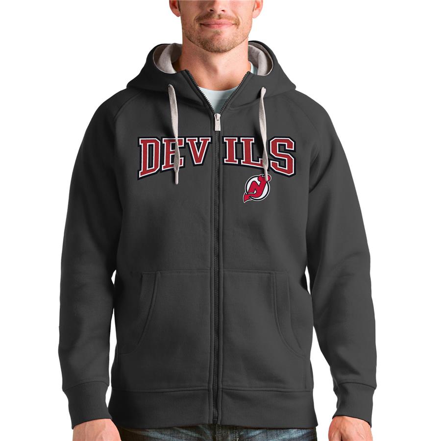 Худи на молнии New Jersey Devils Antigua Wordmark Victory (тёмно-серый)