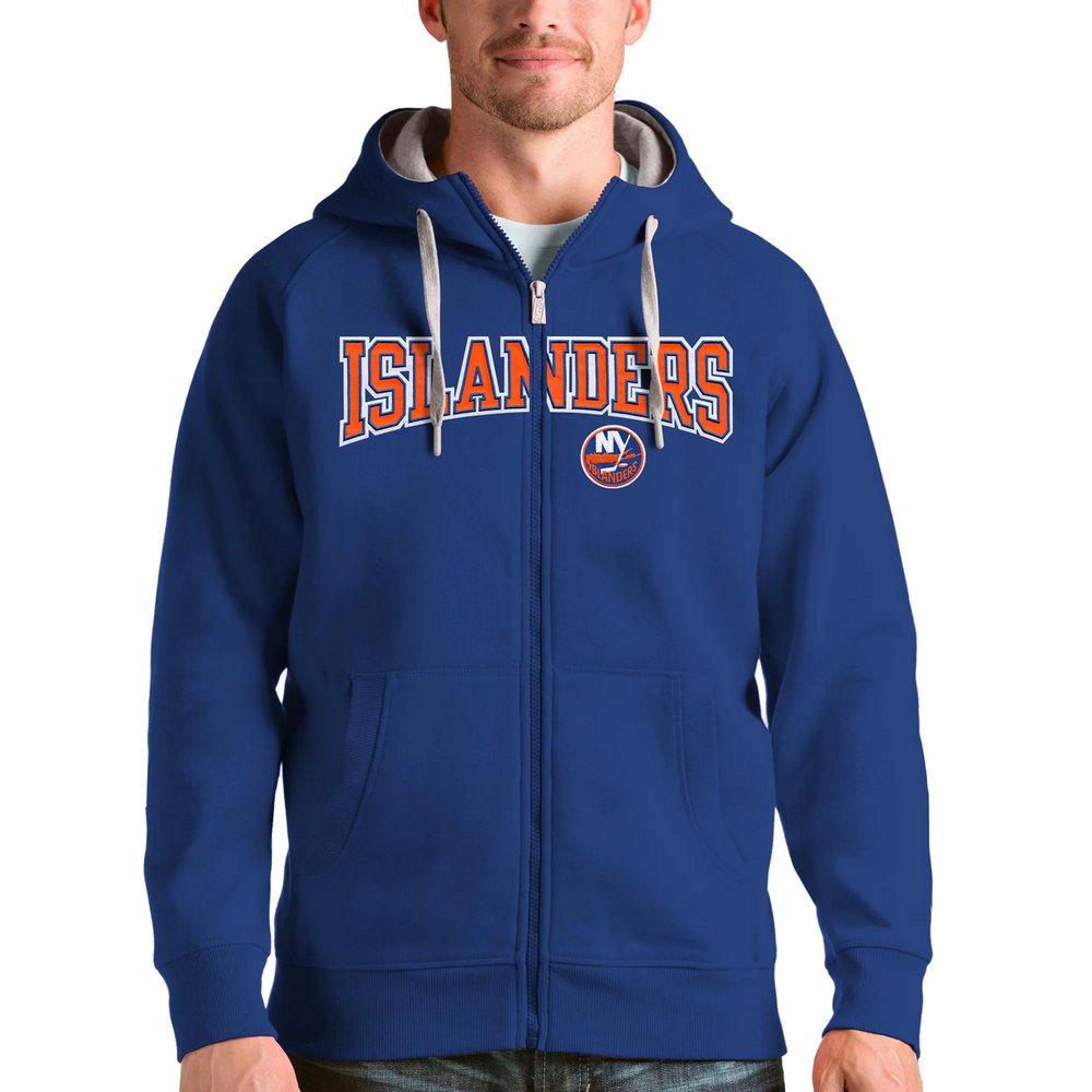 New York Islanders Antigua Wordmark Victory Full-Zip Hoodie - Royal