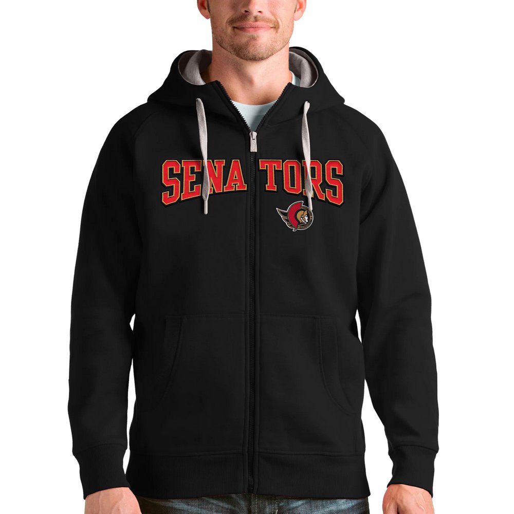 Ottawa Senators Antigua Wordmark Victory Full-Zip Hoodie - Black