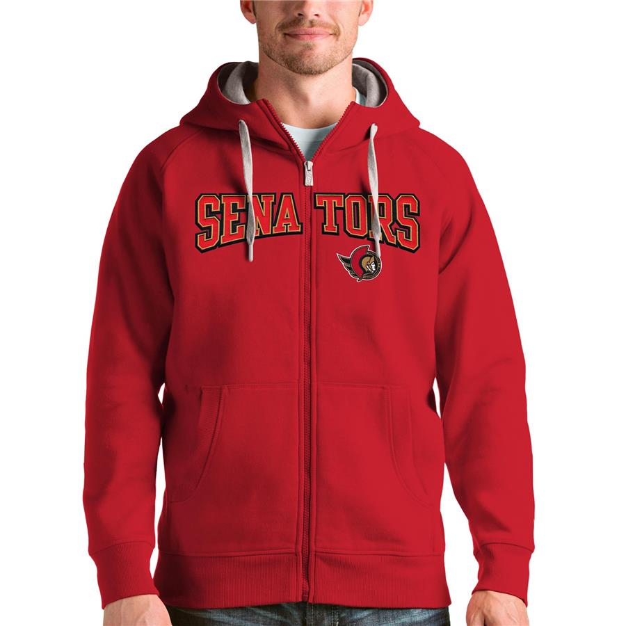 Ottawa Senators Antigua Wordmark Victory Full-Zip Hoodie - Red