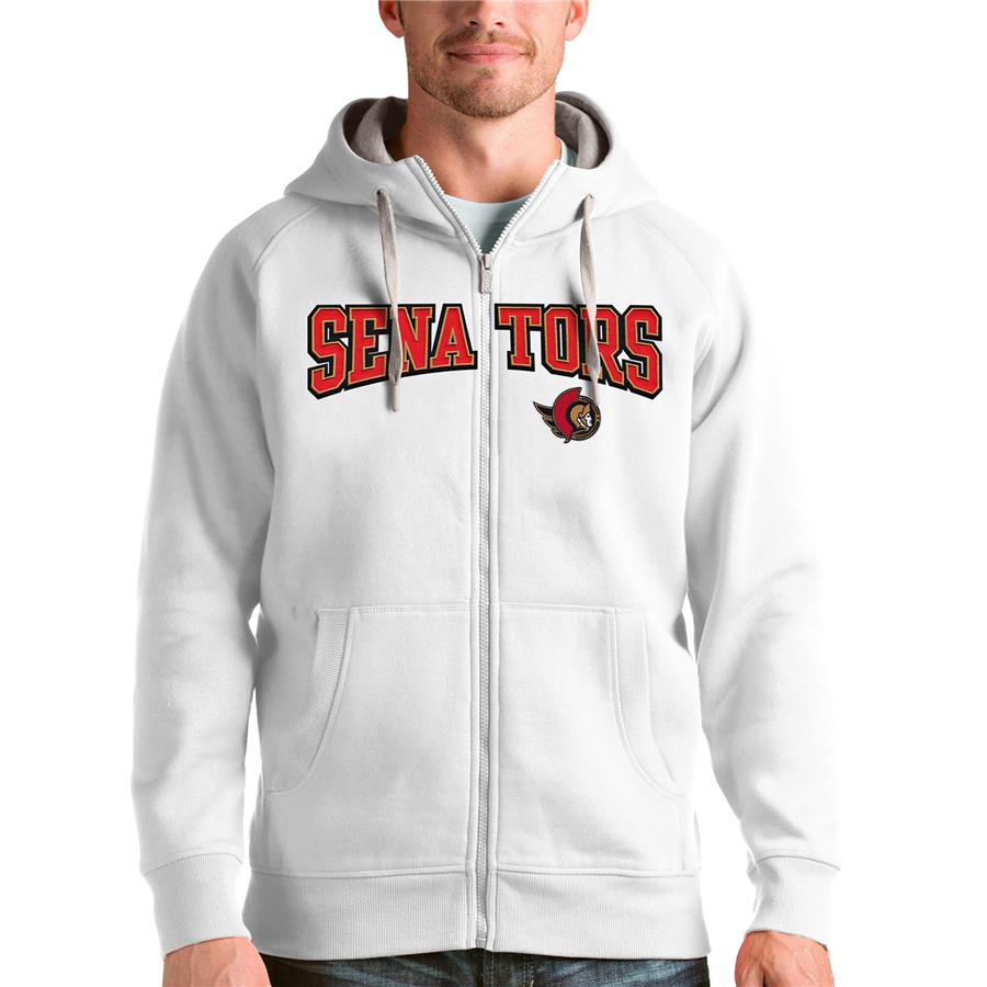 Ottawa Senators Antigua Wordmark Victory Full-Zip Hoodie - White