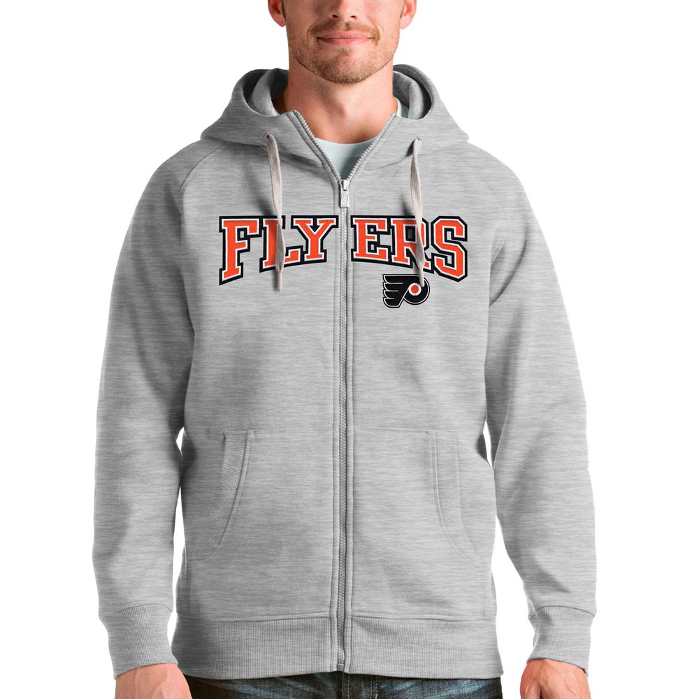 Philadelphia Flyers Antigua Wordmark Victory Full-Zip Hoodie - Heathered Gray