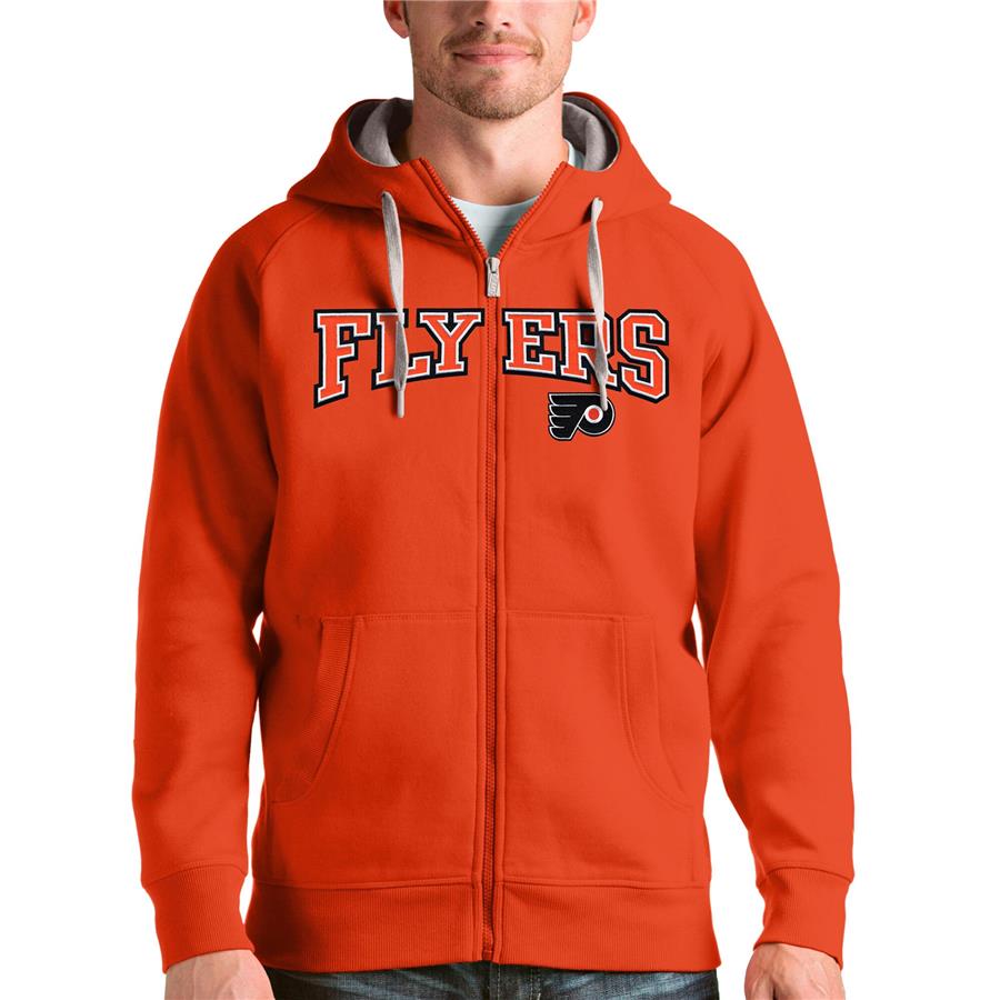 Philadelphia Flyers Antigua Wordmark Victory Full-Zip Hoodie - Orange