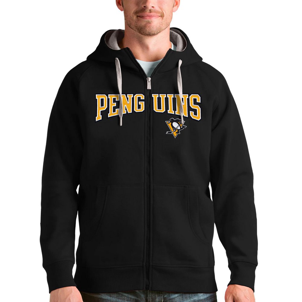Худи на молнии Pittsburgh Penguins Antigua Wordmark Victory (чёрный)