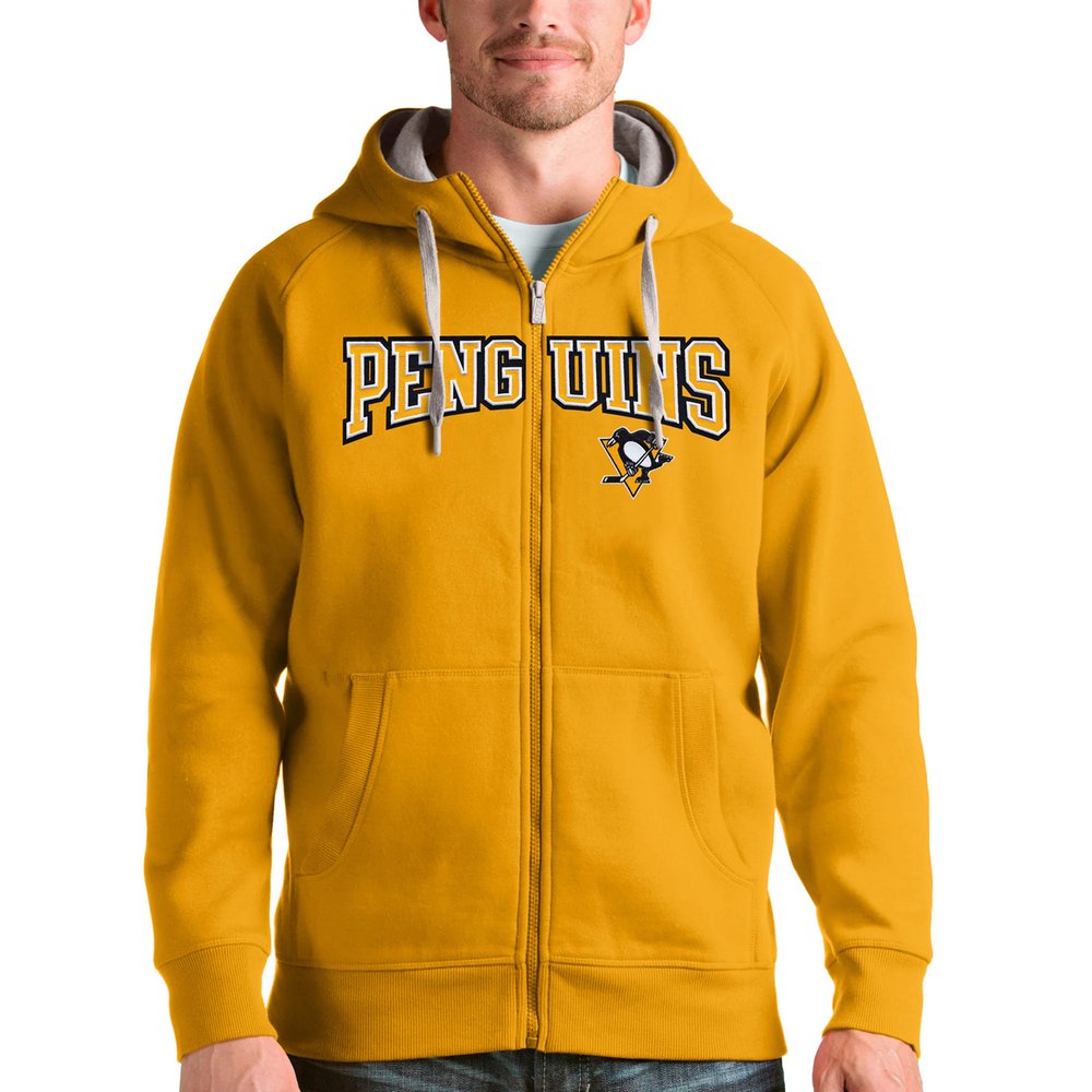 Худи на молнии Pittsburgh Penguins Antigua Wordmark Victory (золотистый)