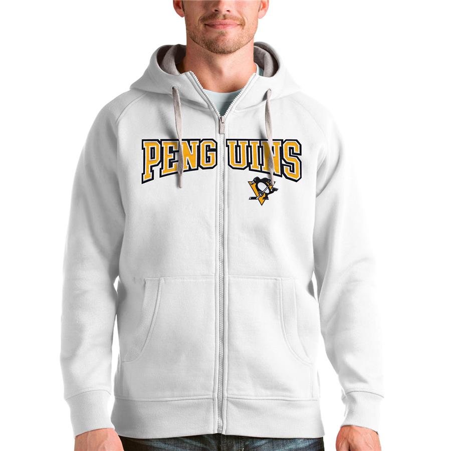 Худи на молнии Pittsburgh Penguins Antigua Wordmark Victory (белый)