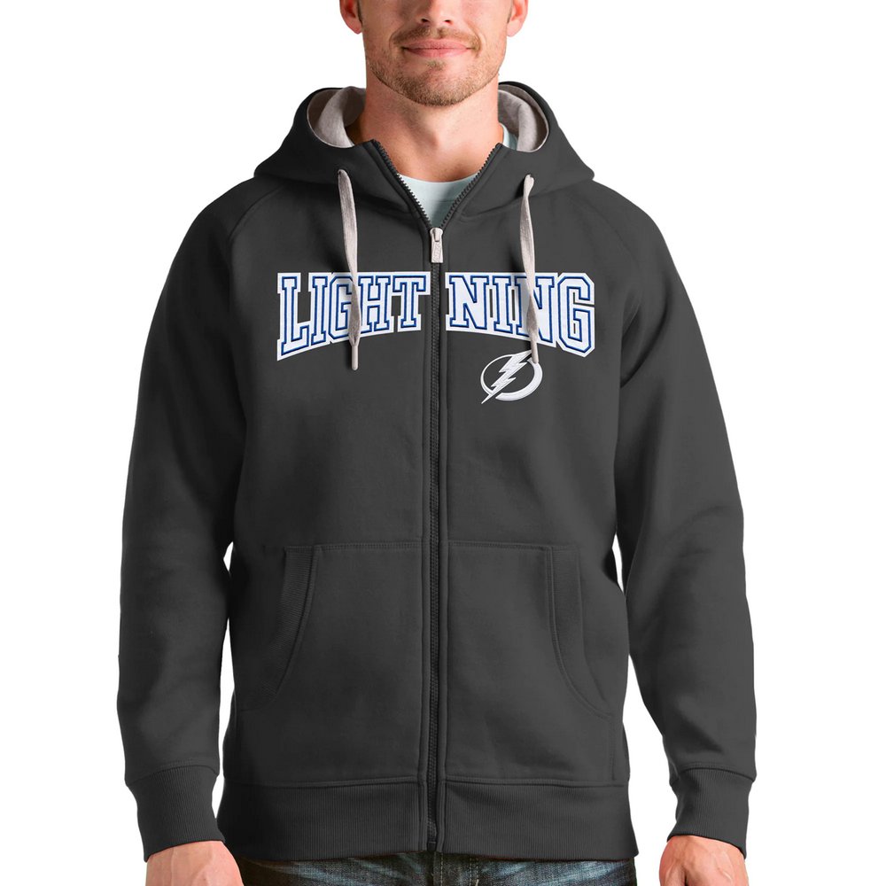 Худи на молнии Tampa Bay Lightning Antigua Wordmark Victory (тёмно-серый)