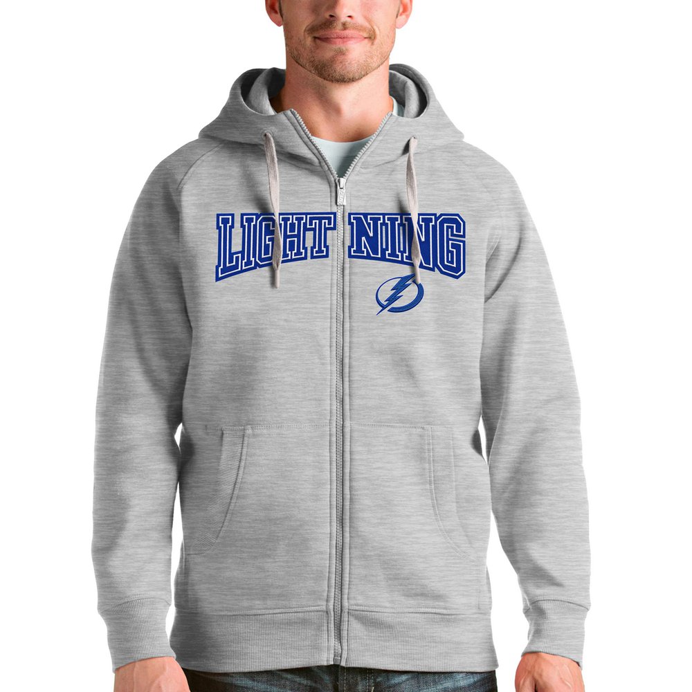 Tampa Bay Lightning Antigua Wordmark Victory Full-Zip Hoodie - Heathered Gray