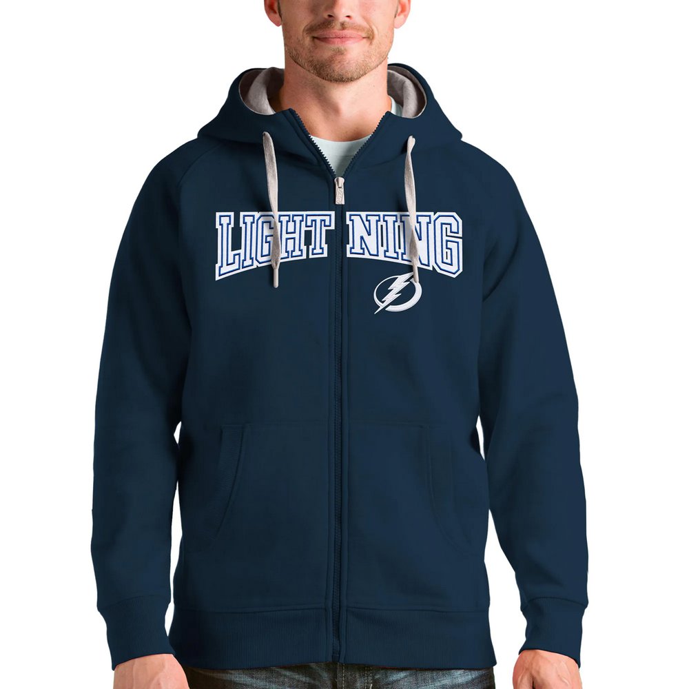 Худи на молнии Tampa Bay Lightning Antigua Wordmark Victory (тёмно-синий)