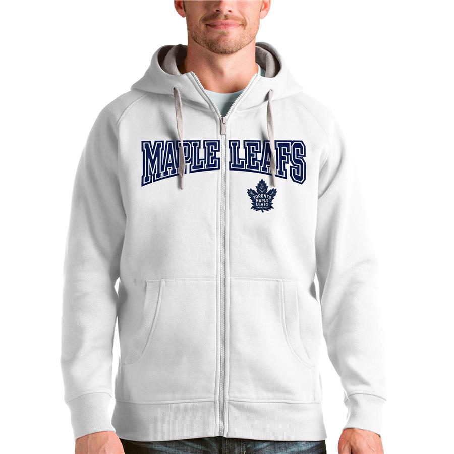 Toronto Maple Leafs Antigua Wordmark Victory Full-Zip Hoodie - White