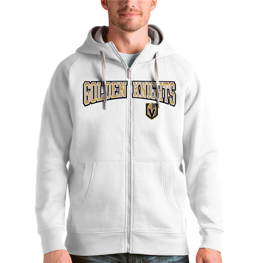 Vegas Golden Knights Antigua Wordmark Victory Full-Zip Hoodie - White
