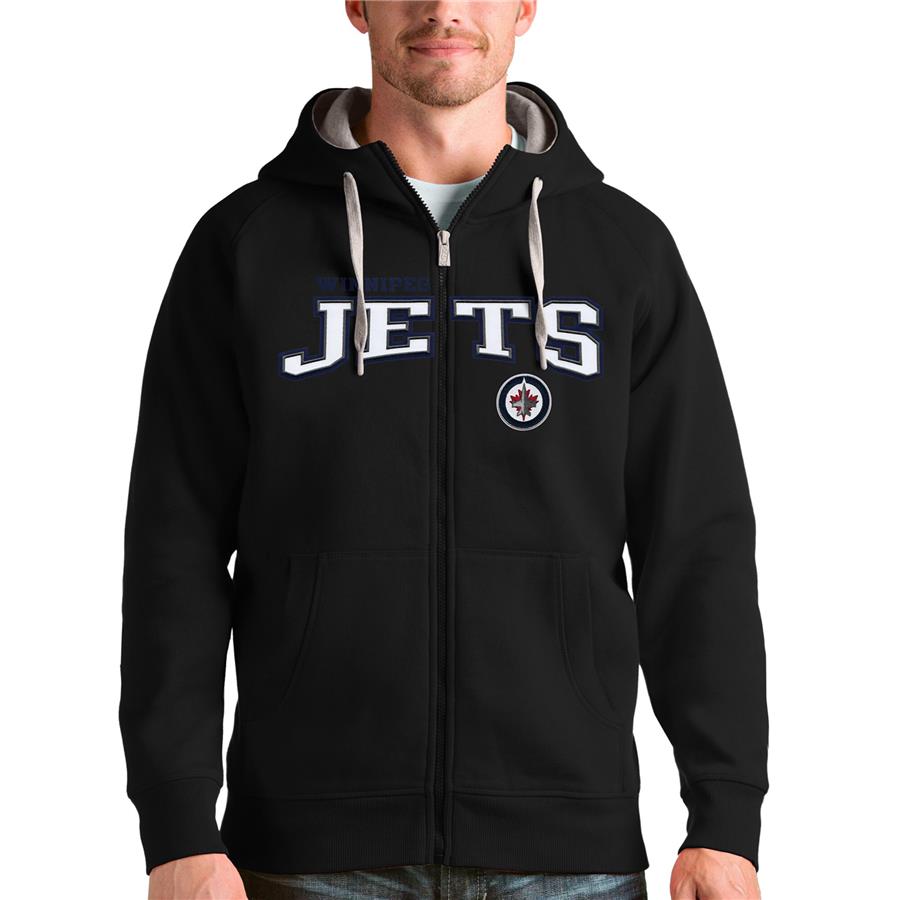 Winnipeg Jets Antigua Wordmark Victory Full-Zip Hoodie - Black