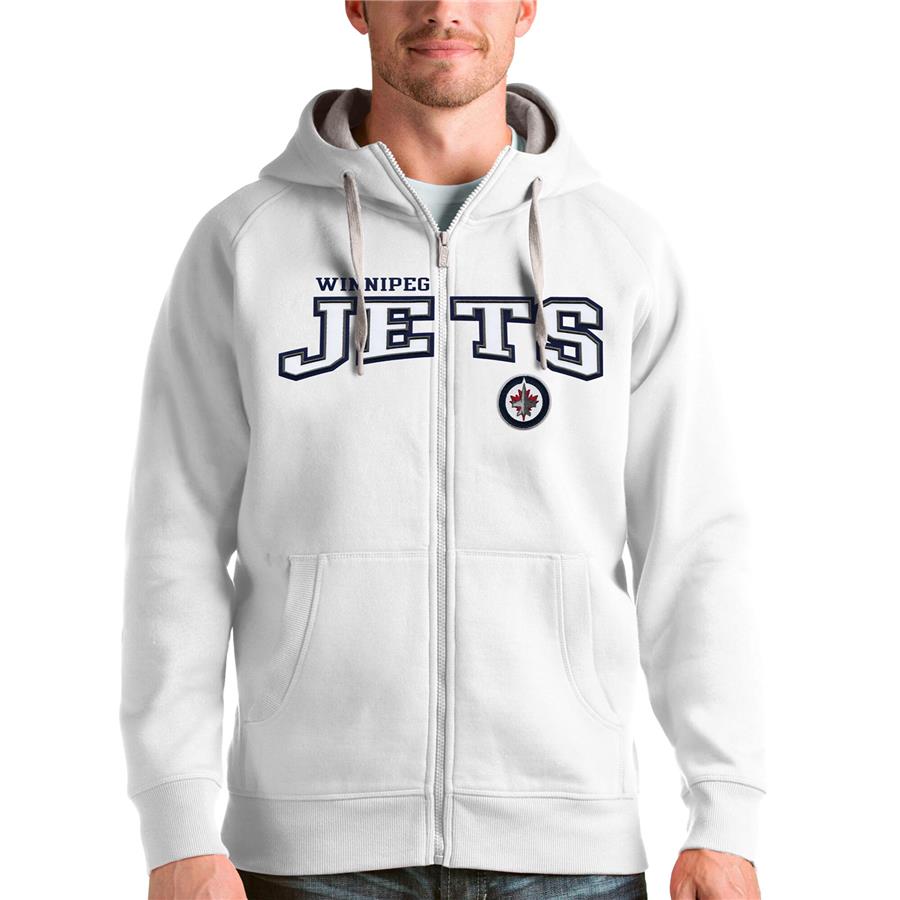 Winnipeg Jets Antigua Wordmark Victory Full-Zip Hoodie - White