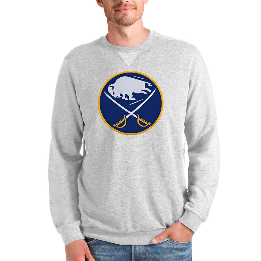 Buffalo Sabres Antigua Team Logo Reward Crewneck Pullover Sweatshirt - Heathered Gray