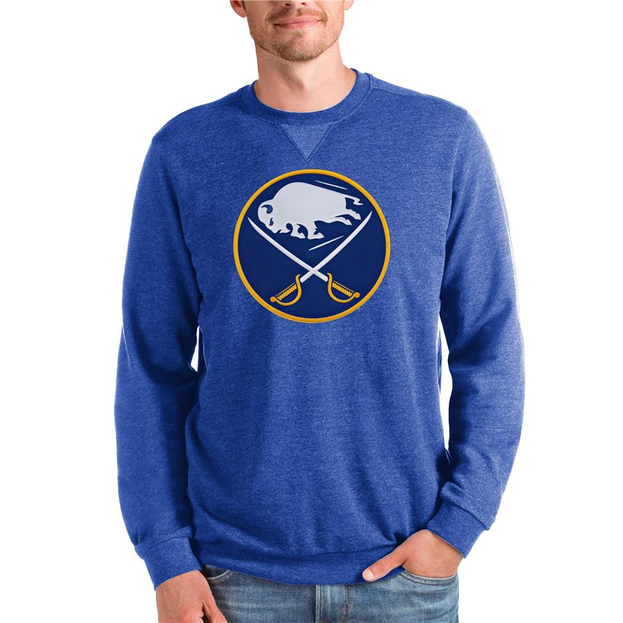 Buffalo Sabres Antigua Team Logo Reward Crewneck Pullover Sweatshirt - Heathered Royal