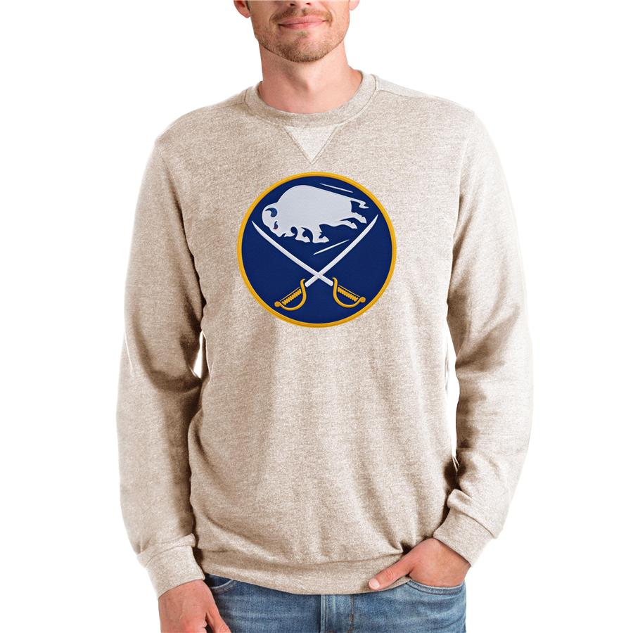 Buffalo Sabres Antigua Team Logo Reward Crewneck Pullover Sweatshirt - Oatmeal