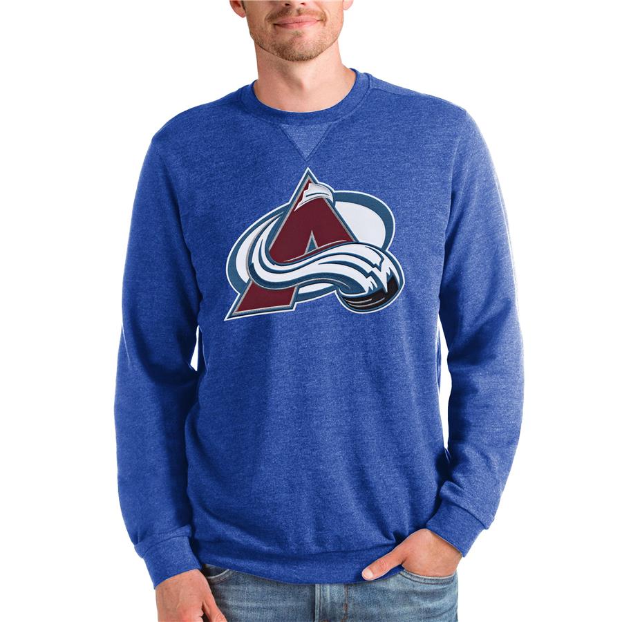 Colorado Avalanche Antigua Team Logo Reward Crewneck Pullover Sweatshirt - Heathered Royal