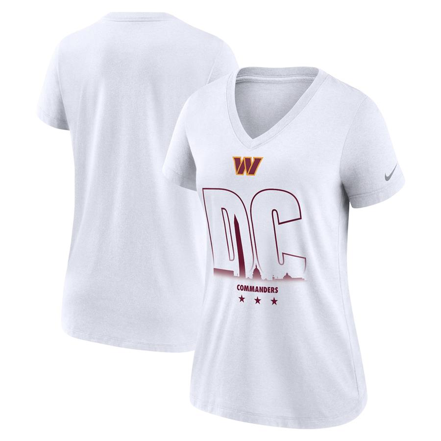 Washington Commanders Nike Women's Tri-Blend V-Neck T-Shirt - White