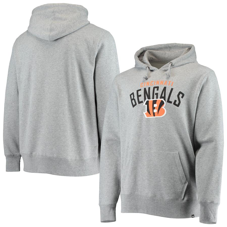Cincinnati Bengals '47 Outrush Headline Pullover Hoodie - Heathered Gray