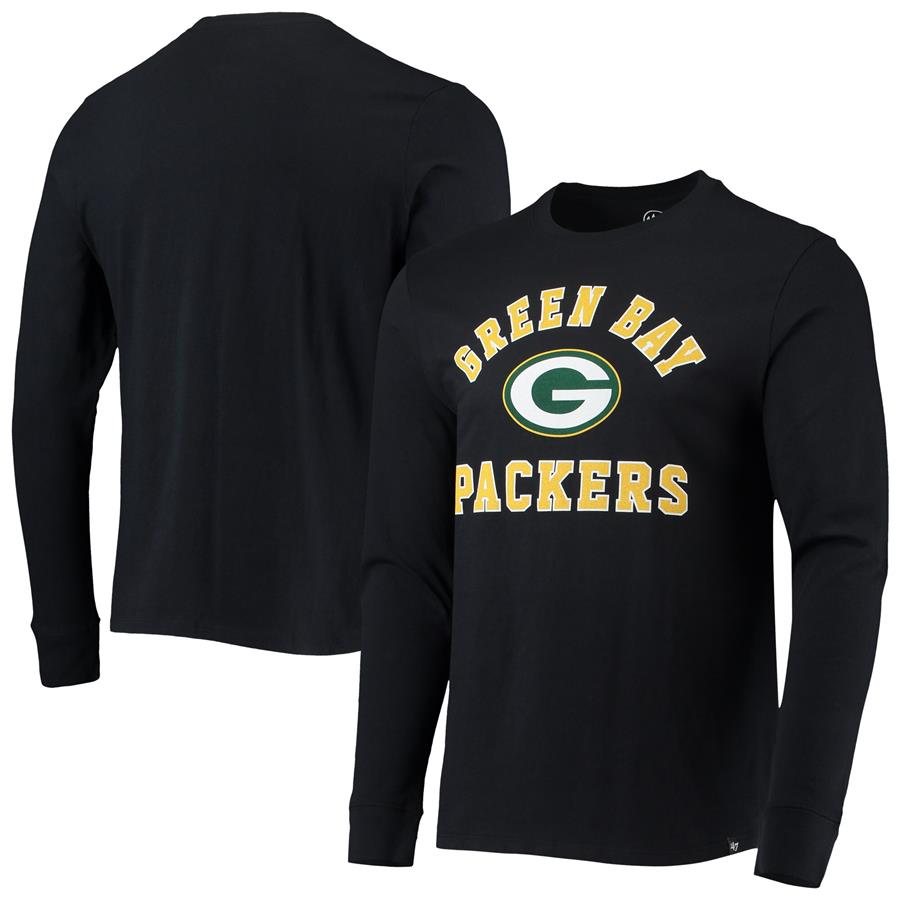 Green Bay Packers '47 Varsity Arch Super Rival Long Sleeve T-Shirt - Black