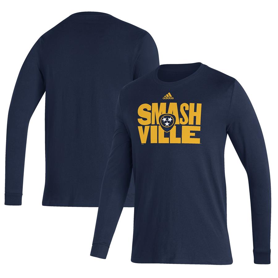 Nashville Predators adidas 2022 NHL Stadium Series Amplifier Long Sleeve T-Shirt - Navy