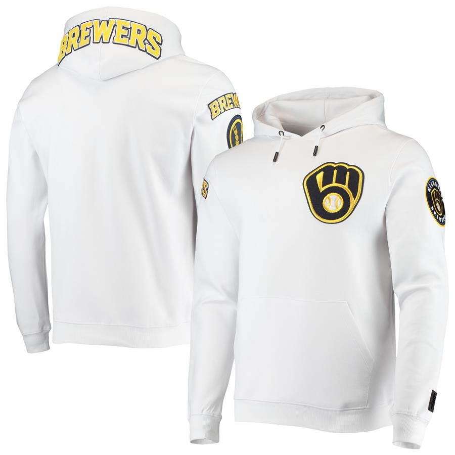 Milwaukee Brewers Pro Standard Logo Pullover Hoodie - White