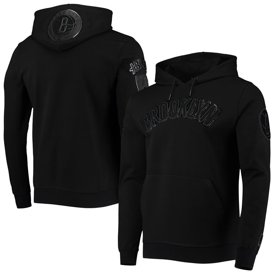 Brooklyn Nets Pro Standard Triple Black Gloss Pullover Hoodie