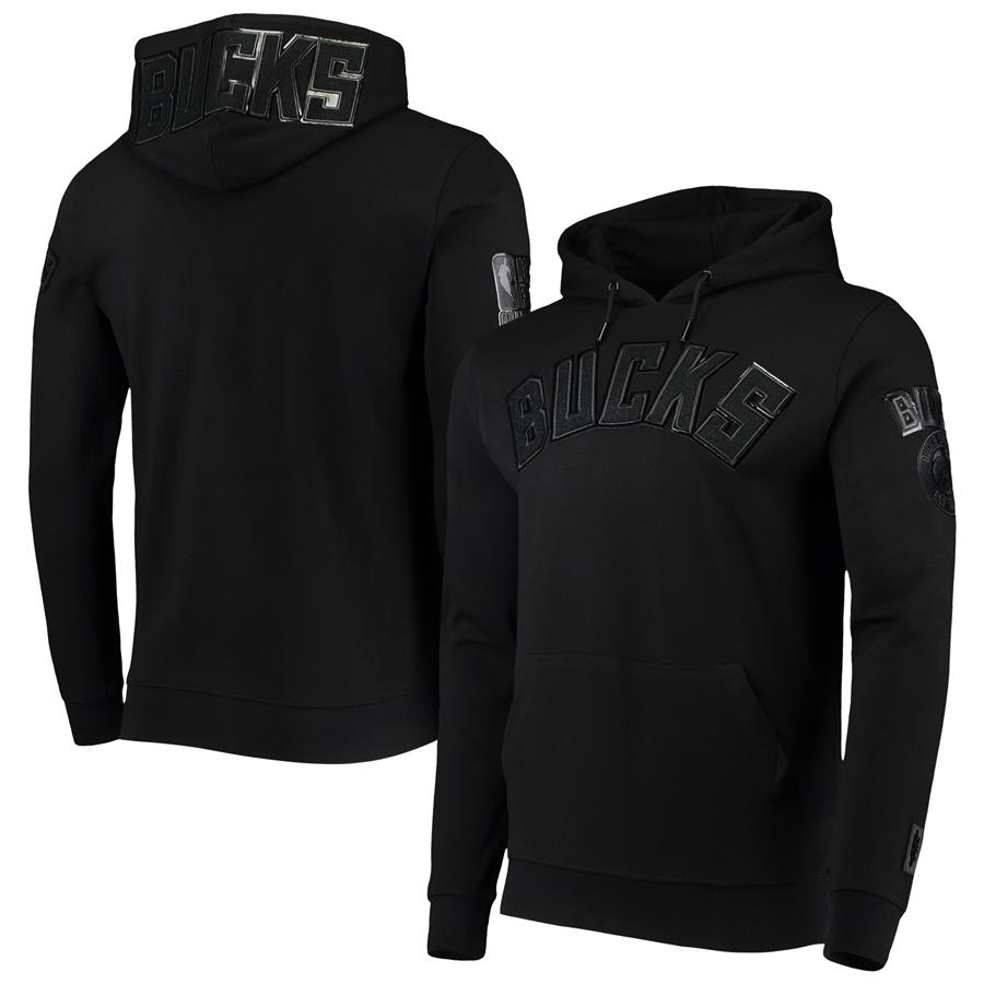 Milwaukee Bucks Pro Standard Triple Black Gloss Pullover Hoodie