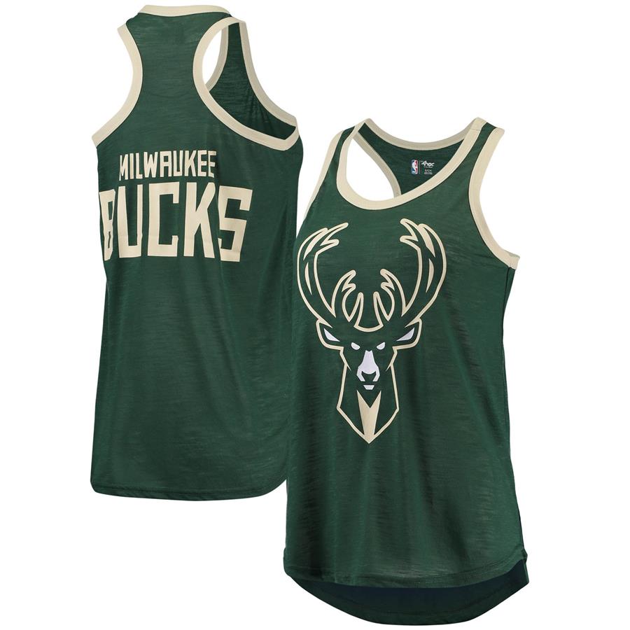 Milwaukee Bucks G-III Sports by Carl Banks Women's Showdown Scoop-Neck Racerback Tank Top - Hunter Green