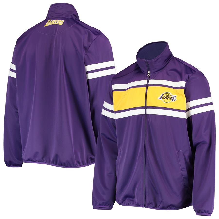 Los Angeles Lakers G-III Sports by Carl Banks Power Pitcher Full-Zip Track Jacket - Purple