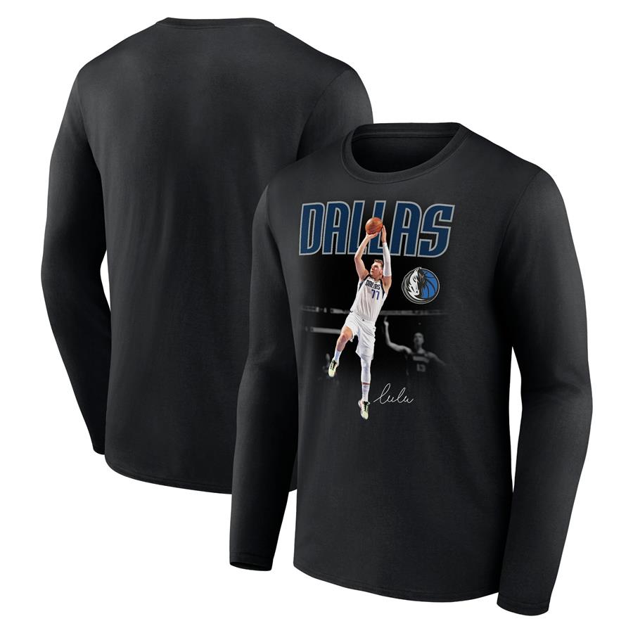 Luka Doncic Dallas Mavericks Fanatics Branded Charge Long Sleeve T-Shirt - Black