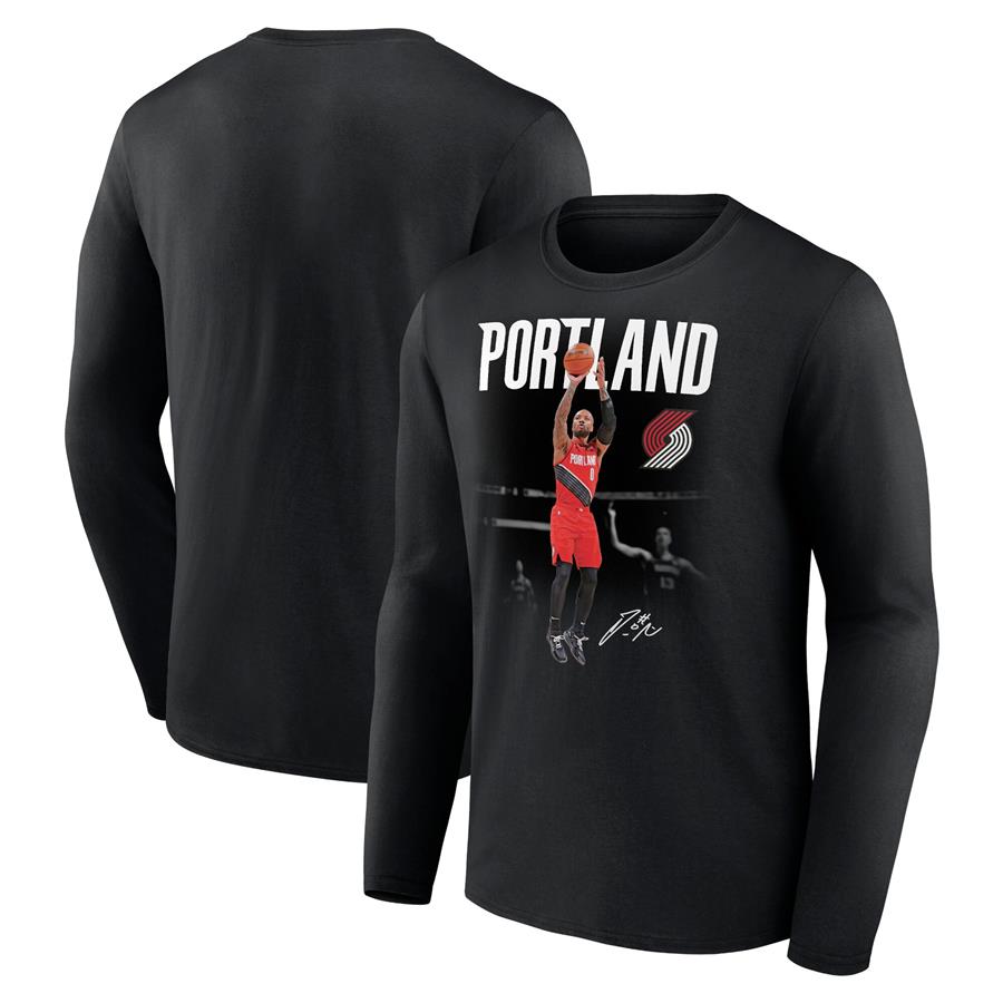 Damian Lillard Portland Trail Blazers Fanatics Branded Charge Long Sleeve T-Shirt - Black