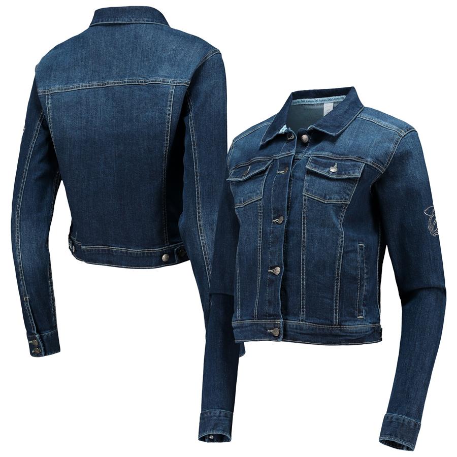 Женская куртка Miami Heat Lusso Georgie Swarovski Crystals Button-Up Denim (синий)