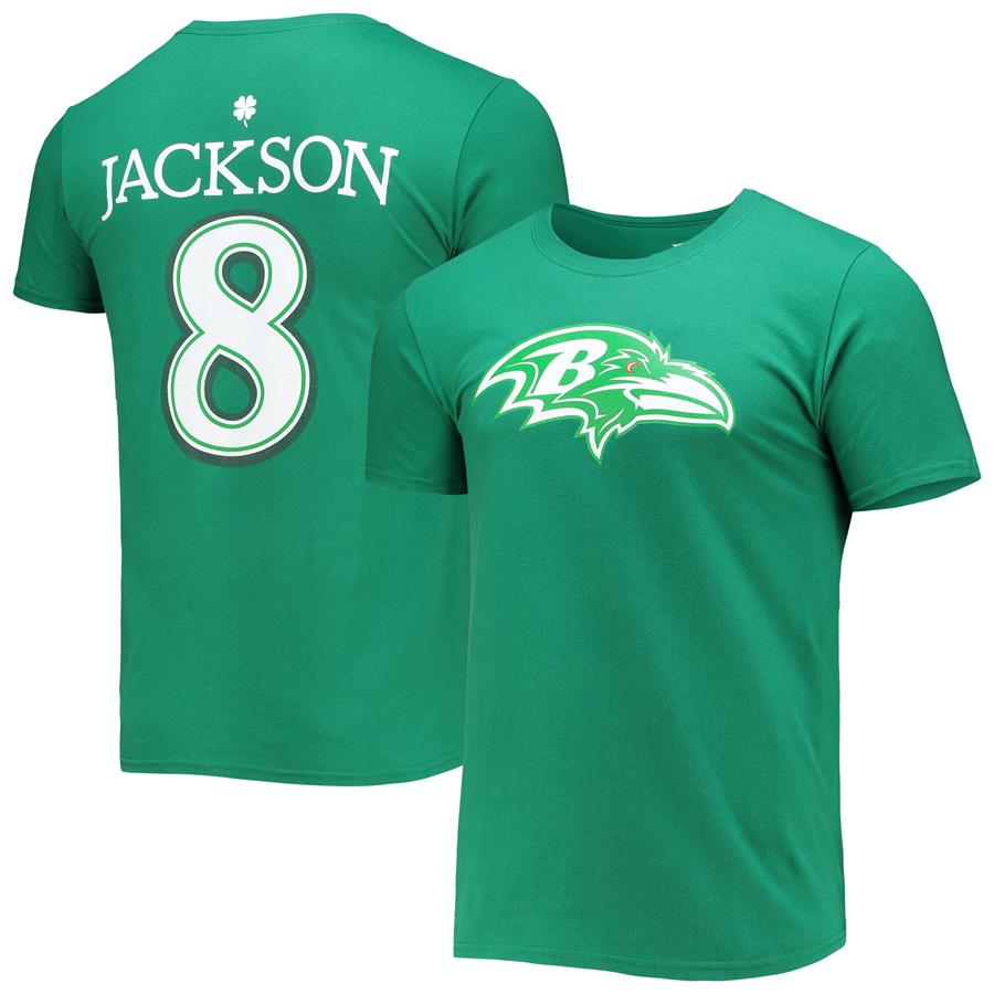 Lamar Jackson Baltimore Ravens Fanatics Branded St. Patrick's Day Icon Player T-Shirt - Green