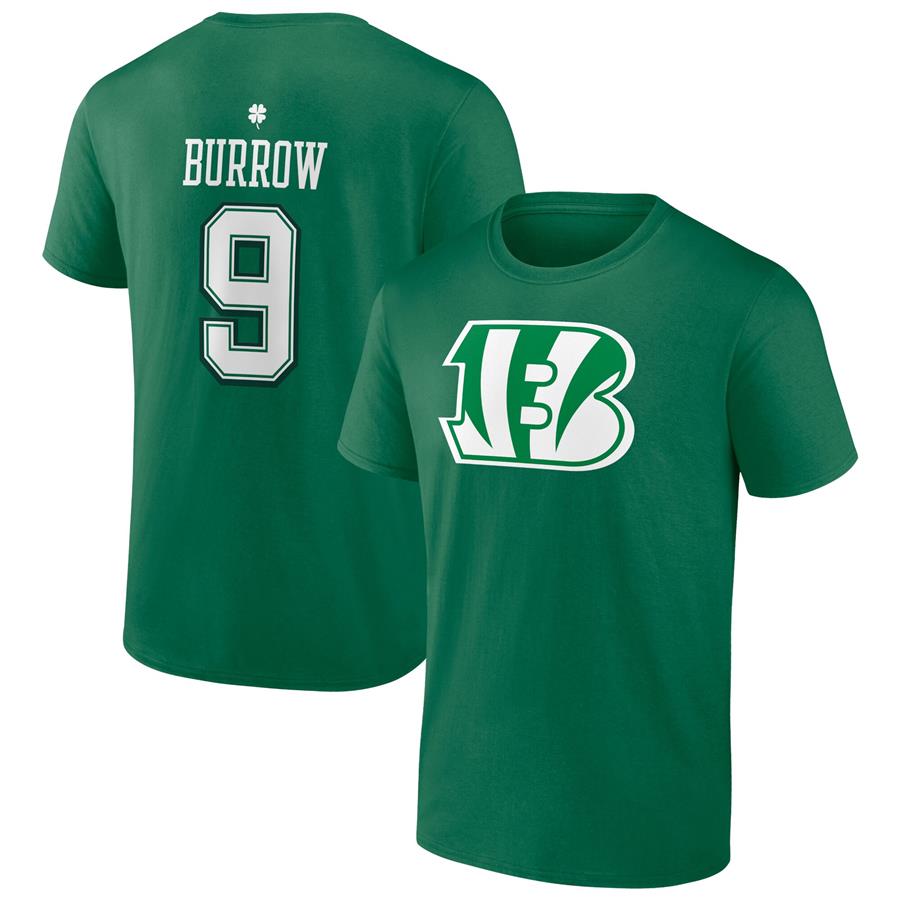 Joe Burrow Cincinnati Bengals Fanatics Branded St. Patrick's Day Icon Player T-Shirt - Green