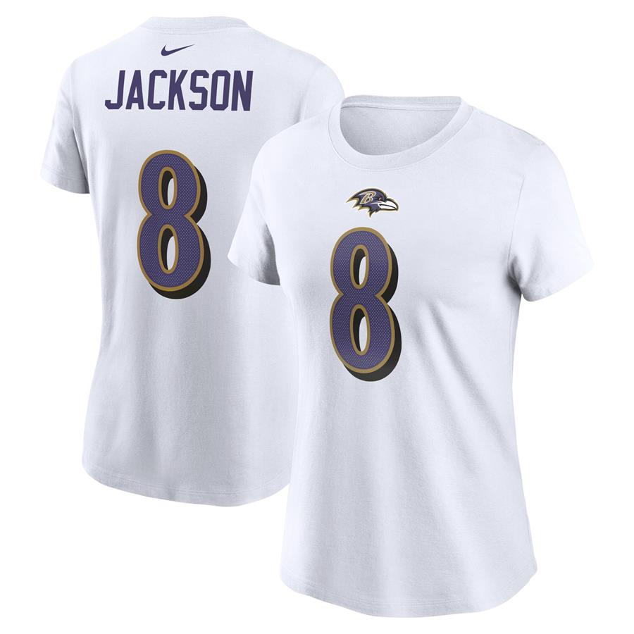 Lamar Jackson Baltimore Ravens Nike Women's Player Name & Number T-Shirt - White