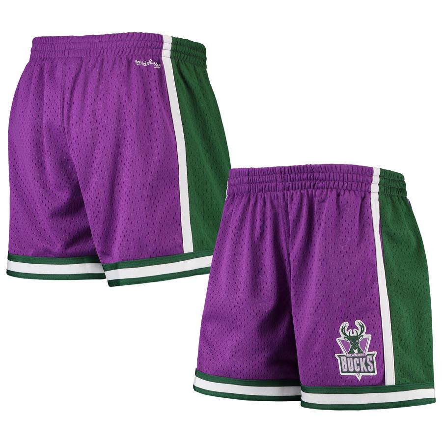 Milwaukee Bucks Mitchell & Ness Women's Jump Shot Shorts - Purple