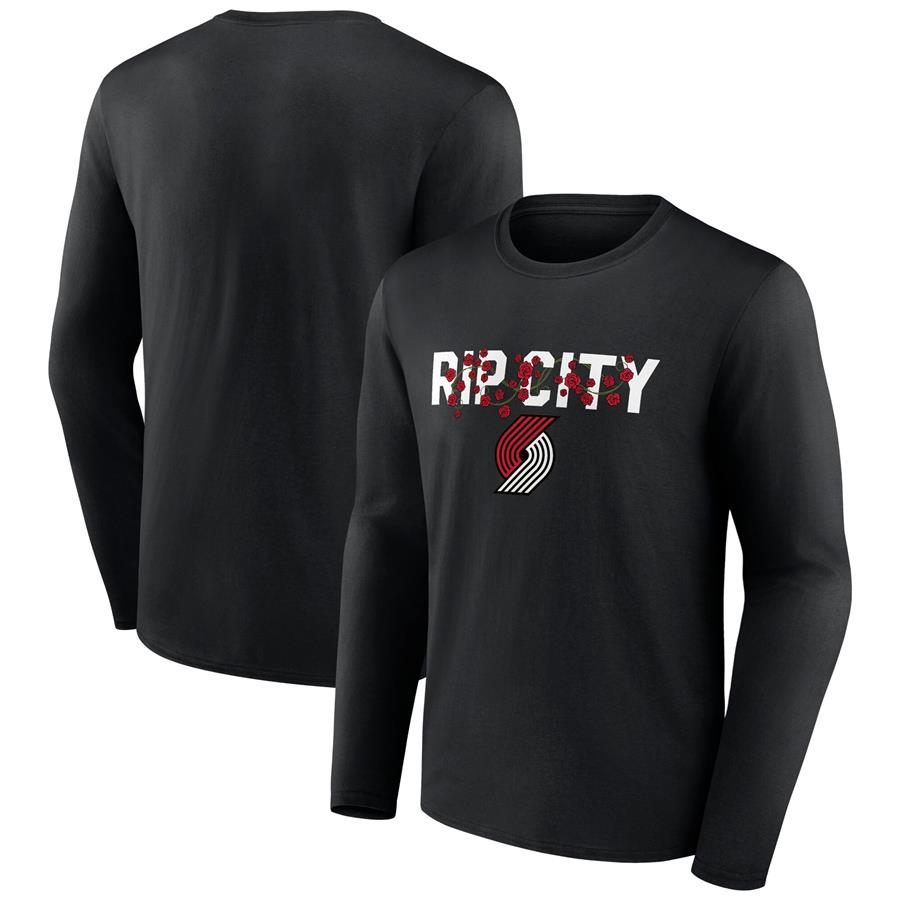 Portland Trail Blazers Fanatics Branded Tip-Off Long Sleeve T-Shirt - Black