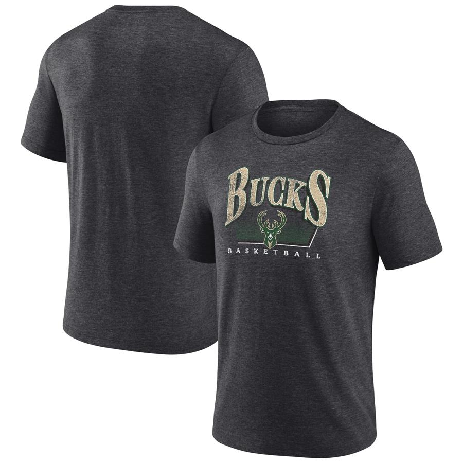 Milwaukee Bucks Fanatics Branded Selection Tri-Blend T-Shirt - Charcoal