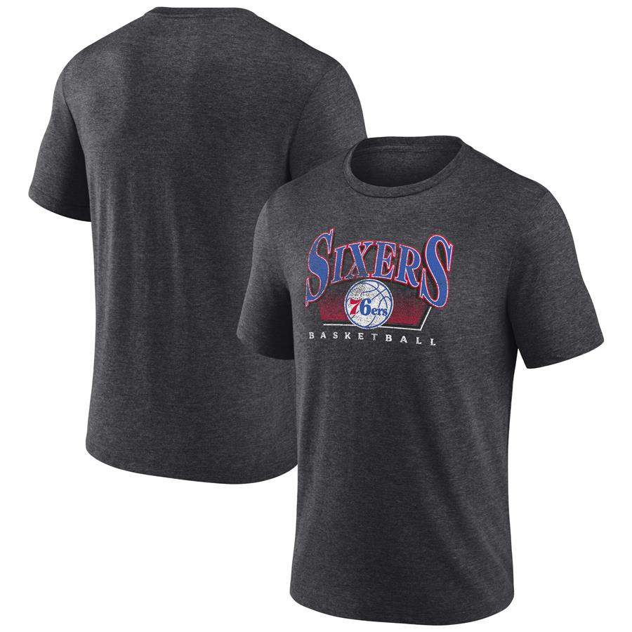Philadelphia 76ers Fanatics Branded Selection Tri-Blend T-Shirt - Charcoal