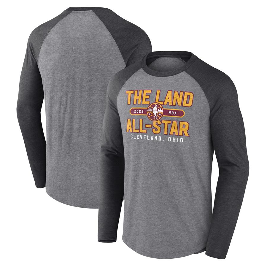Fanatics Branded 2022 NBA All-Star Game Distressed Long-Sleeve Tri-Blend Raglan T-Shirt - Heathered Gray
