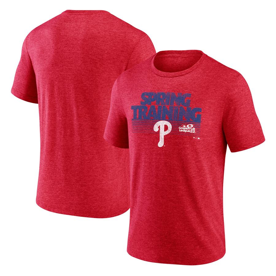 Philadelphia Phillies Fanatics Branded 2022 MLB Spring Training Grapefruit League Spring Fade Tri-Blend T-Shirt - Red