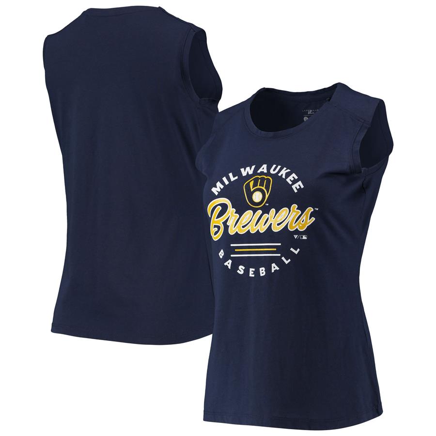 Milwaukee Brewers Levelwear Women's Macy Tank Top - Navy